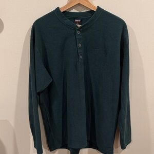 Patagonia Men's Capilene Long Sleeve Fleece Shirt Button Down Deep Green Size XL